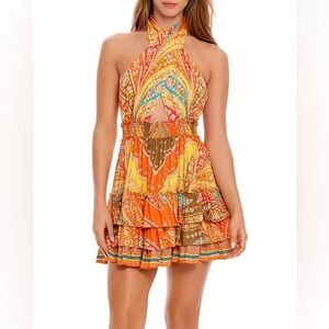 New! Agua Bendita Orange Maona Lula Dress Swim Cover-Up Size Large 2581